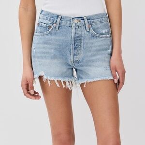 Agolde Light Blue Distressed Jean Shorts